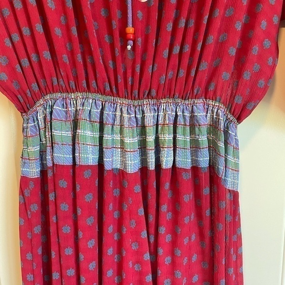 Vintage Diane Freis clover print cottagecore plaid midi dress medium - Picture 4 of 11